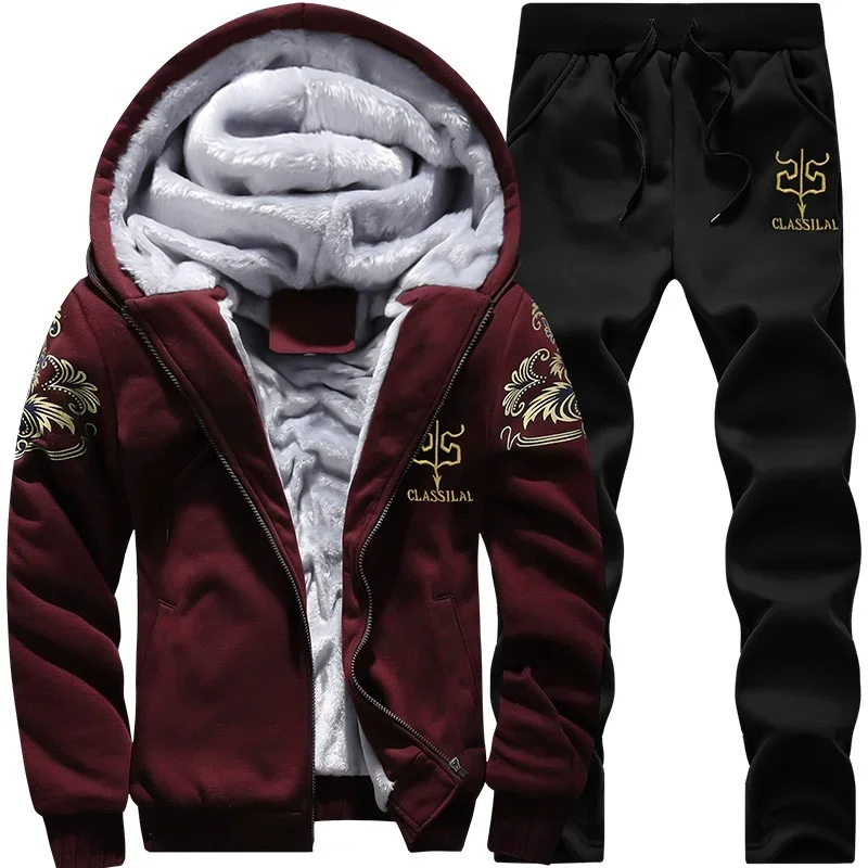 Autumn Winter Men's Sports Set - Embroidery Zip Up Hoodie のレビューと価格