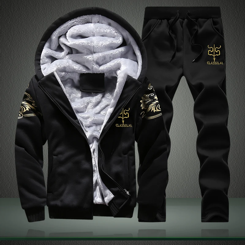 Autumn Winter Men's Sports Set - Embroidery Zip Up Hoodie のレビューと価格