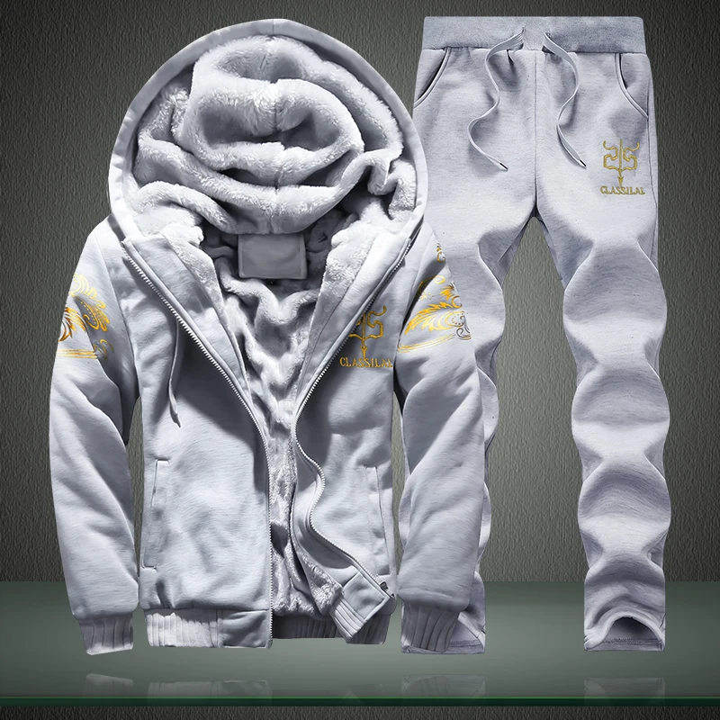 Autumn Winter Men's Sports Set - Embroidery Zip Up Hoodie のレビューと価格