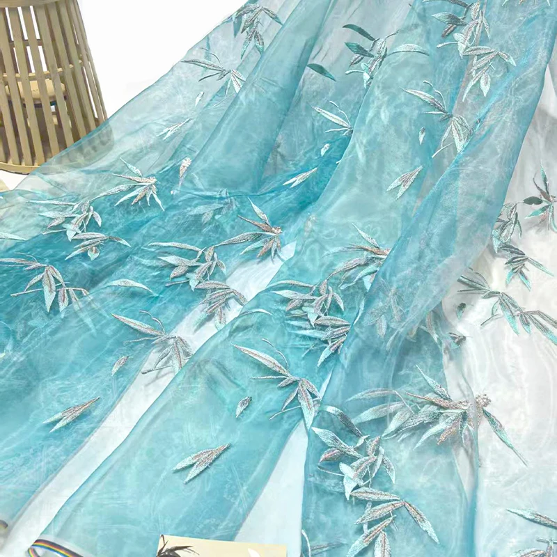 Bamboo Embroidered Organza Fab - Embroidery Gradient のレビューと価格