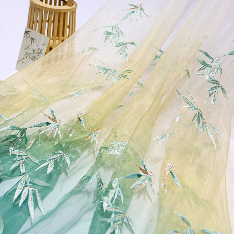Bamboo Embroidered Organza Fab - Embroidery Gradient のレビューと価格