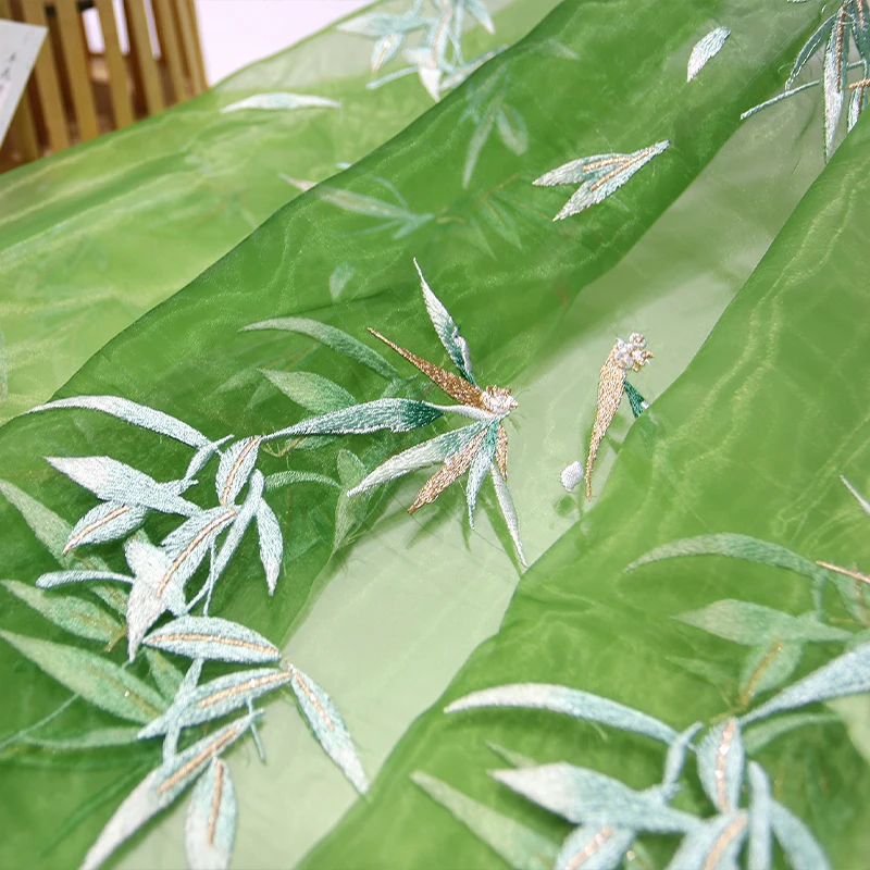 Bamboo Embroidered Organza Fab - Embroidery Gradient のレビューと価格