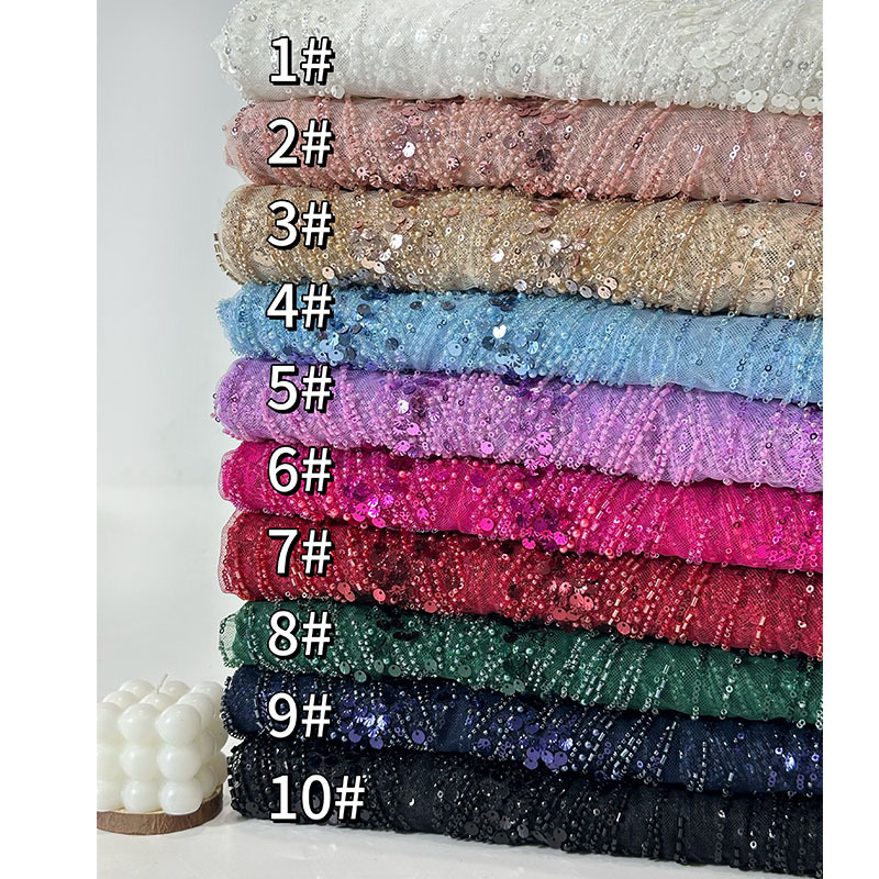 Beaded Sequins Embroidery Fabr - Embroidery Gradient のレビューと価格