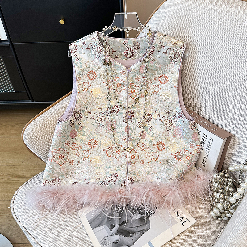 New Chinese Style National Tre - Embroidery Vest のレビューと価格