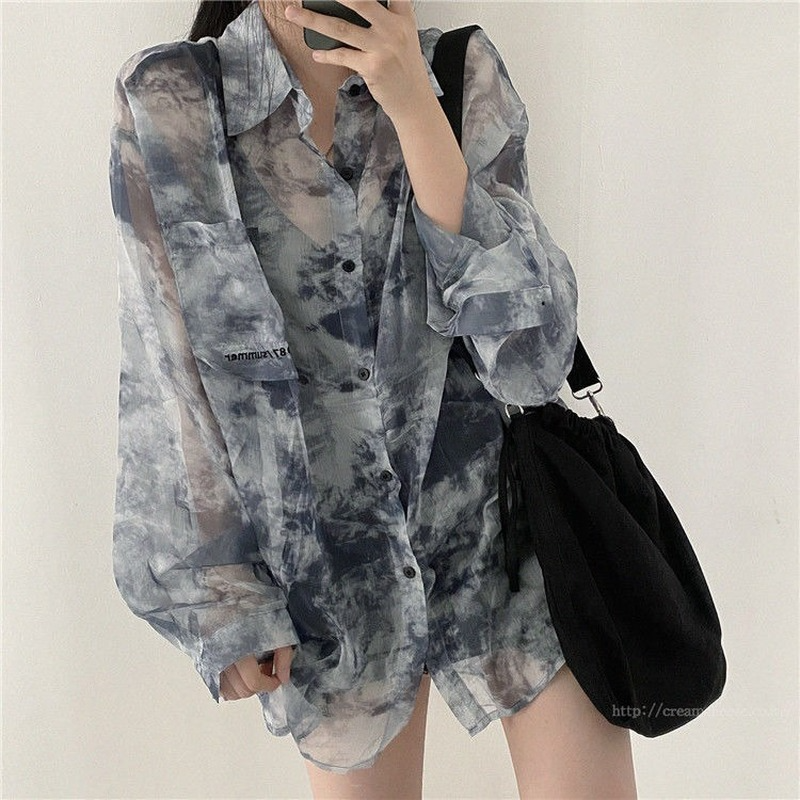 Shirts Women Fashion Tie Dye H - Embroidery Gothic のレビューと価格