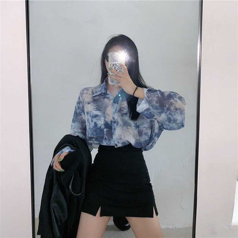 Shirts Women Fashion Tie Dye H - Embroidery Gothic のレビューと価格