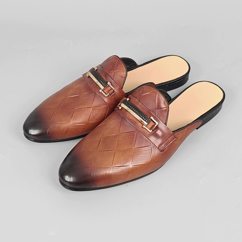 Men's Flat Mules Slippers Slip - Embroidery On Leather のレビューと価格