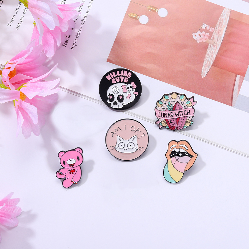 Pink Punk Enamel Pins Custom W - Embroidery Gothic のレビューと価格