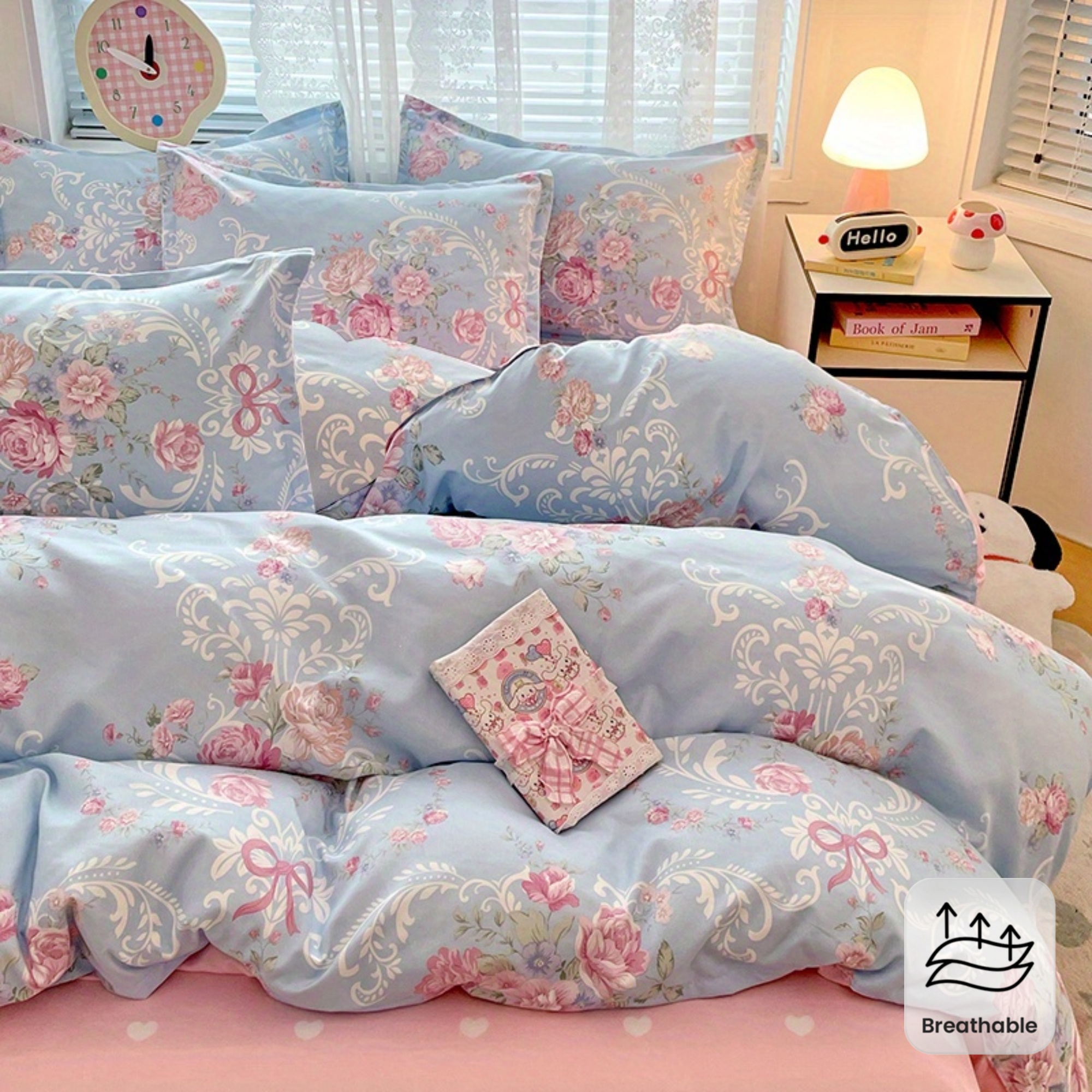 4pc Pastoral Bedding Set Soft  - Embroidery Quilt Cover のレビューと価格