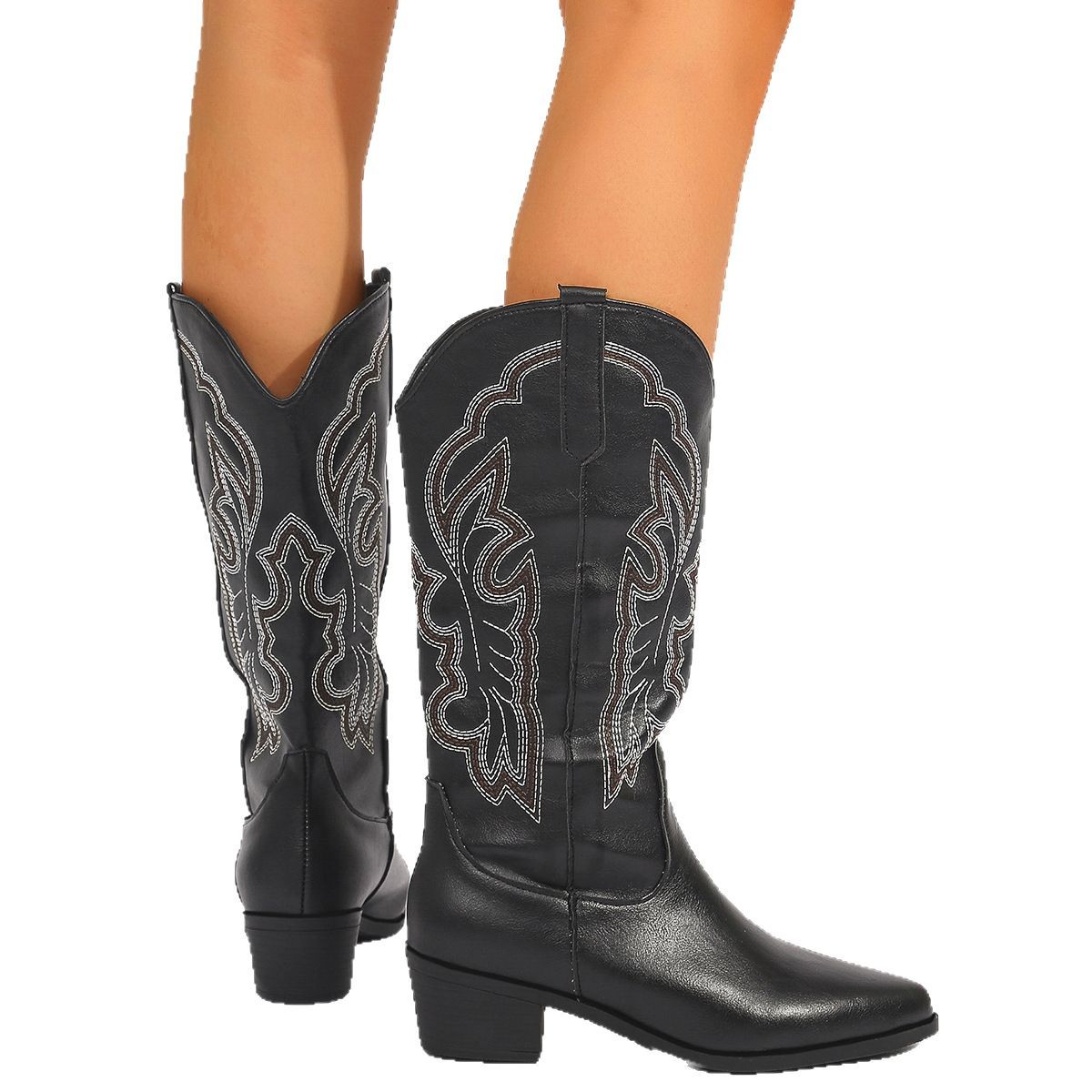 Plus Size 43 Block Heels Mid-c - Embroidery On Leather のレビューと価格