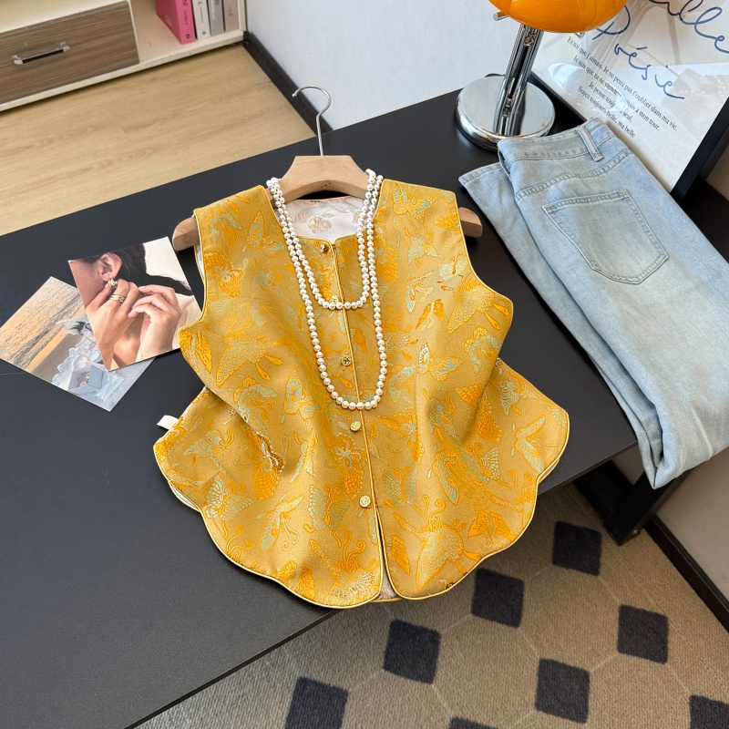 Retro Chinese Sle Tang Suit Ha - Embroidery Vest のレビューと価格