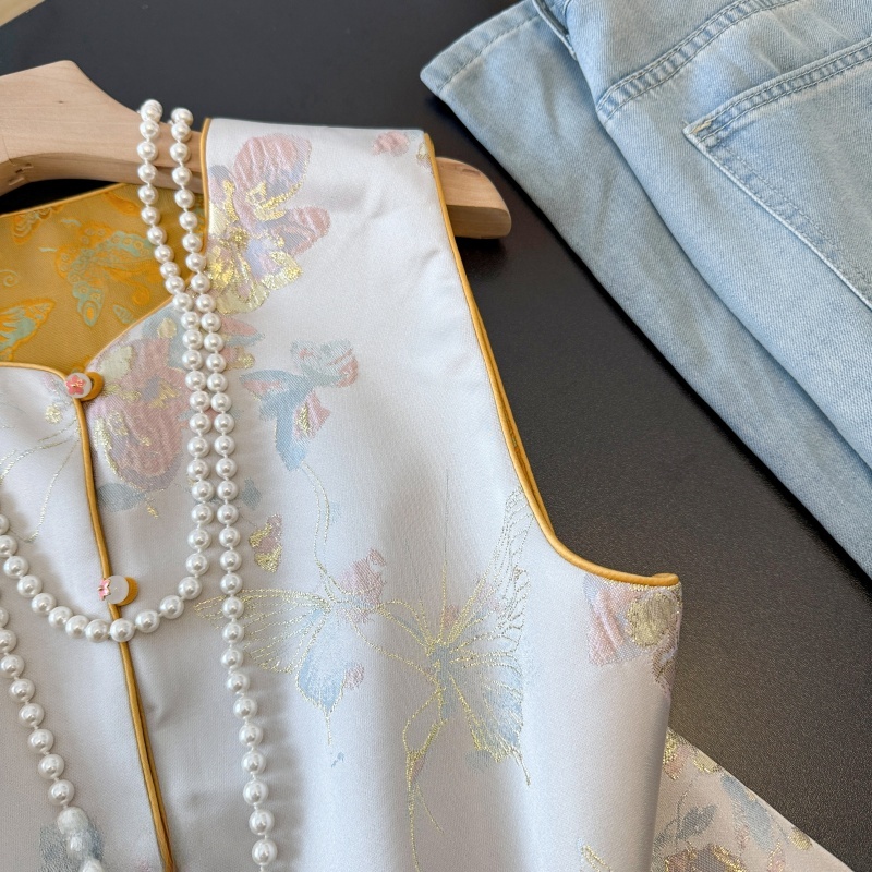 Retro Chinese Sle Tang Suit Ha - Embroidery Vest のレビューと価格