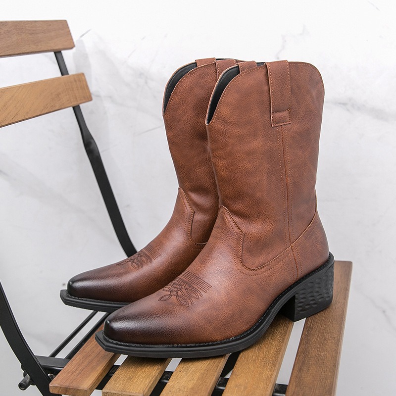 Men Boots Classic Embroidery W - Embroidery On Leather のレビューと価格
