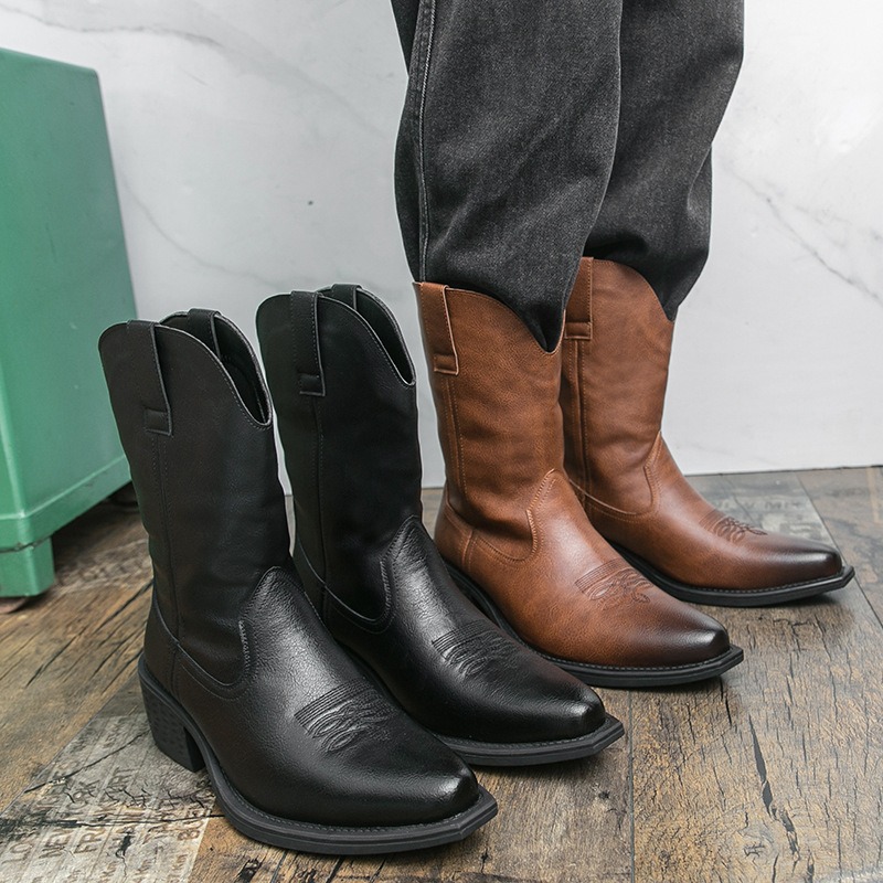 Men Boots Classic Embroidery W - Embroidery On Leather のレビューと価格