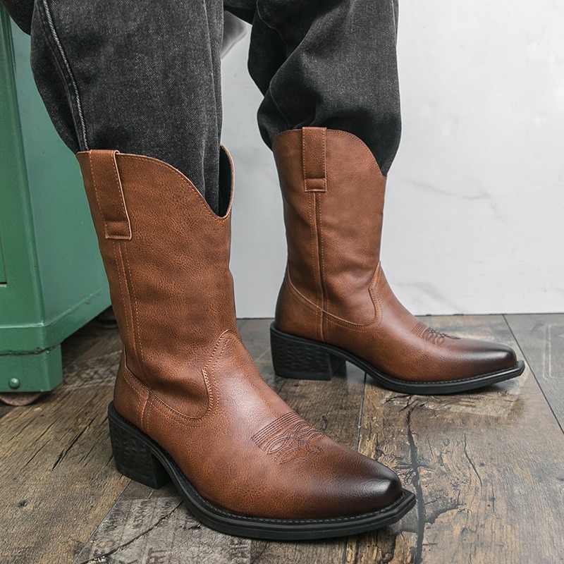 Men Boots Classic Embroidery W - Embroidery On Leather のレビューと価格