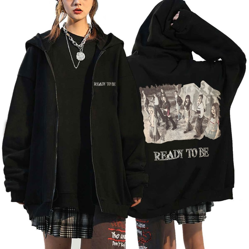 Pop TWICE Kawaii Harajuku Grap - Embroidery Zip Up Hoodie のレビューと価格