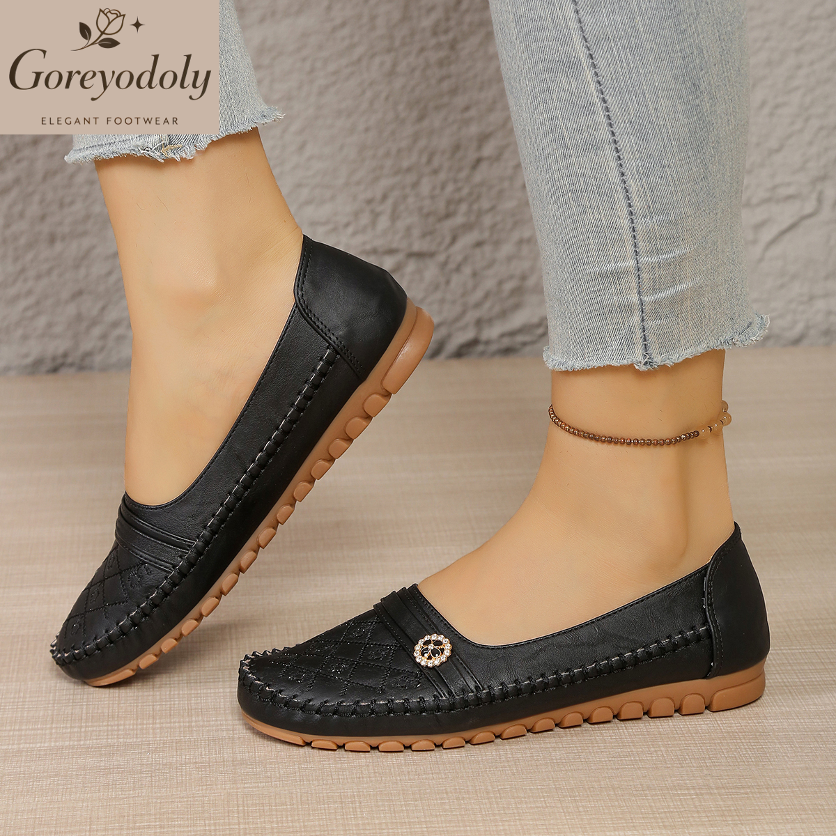 goreyodoly women loafers quilt - Embroidery On Leather のレビューと価格