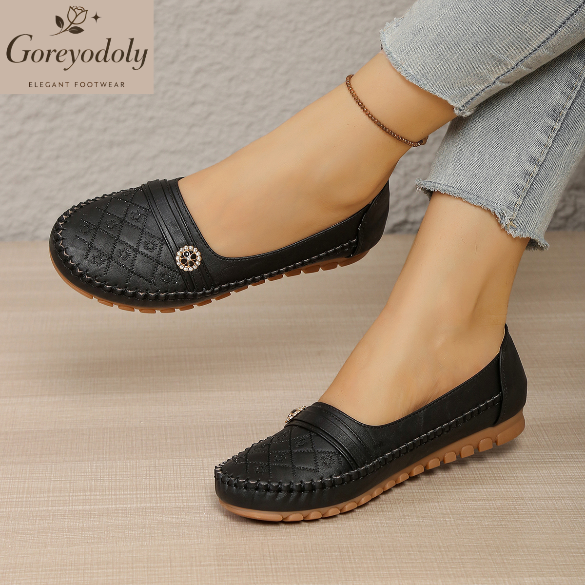 goreyodoly women loafers quilt - Embroidery On Leather のレビューと価格