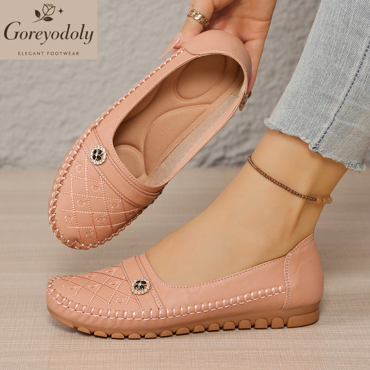 goreyodoly women loafers quilt - Embroidery On Leather のレビューと価格