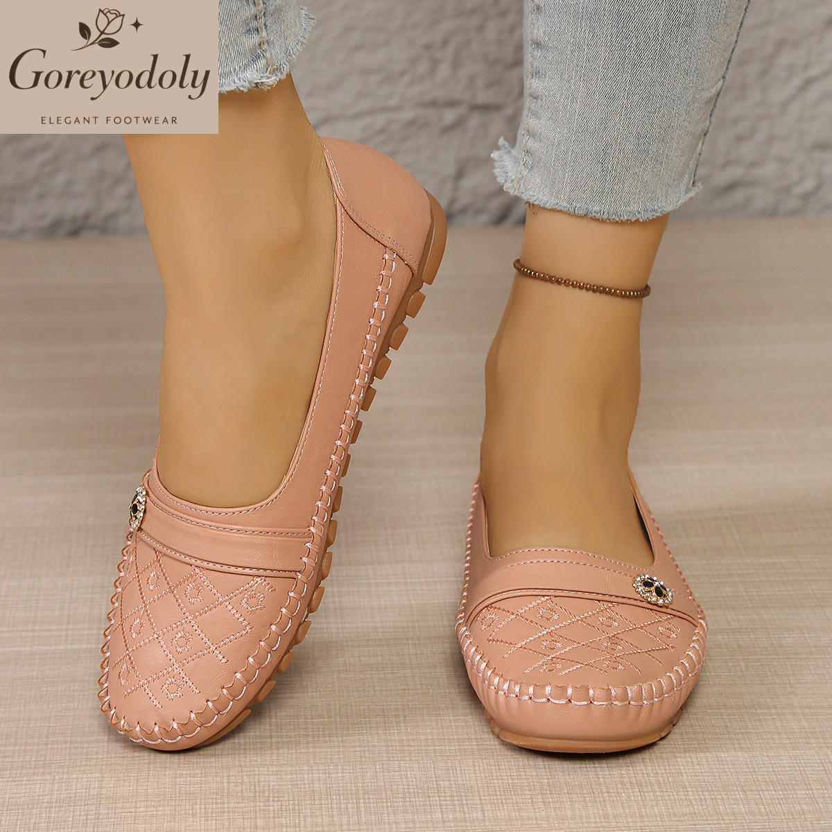goreyodoly women loafers quilt - Embroidery On Leather のレビューと価格