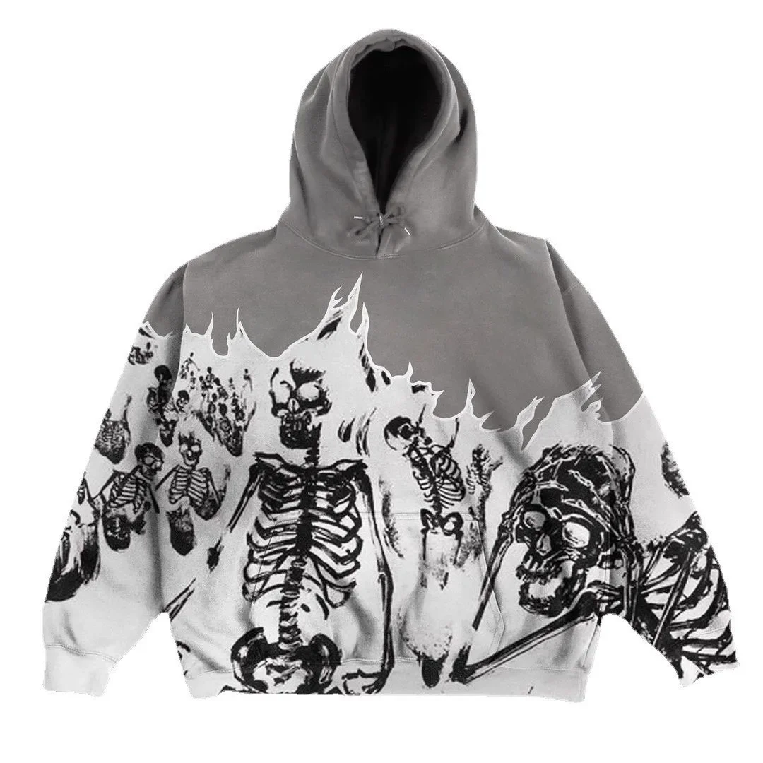 Men Anime Skull Hoodies Women  - Embroidery Zip Up Hoodie のレビューと価格