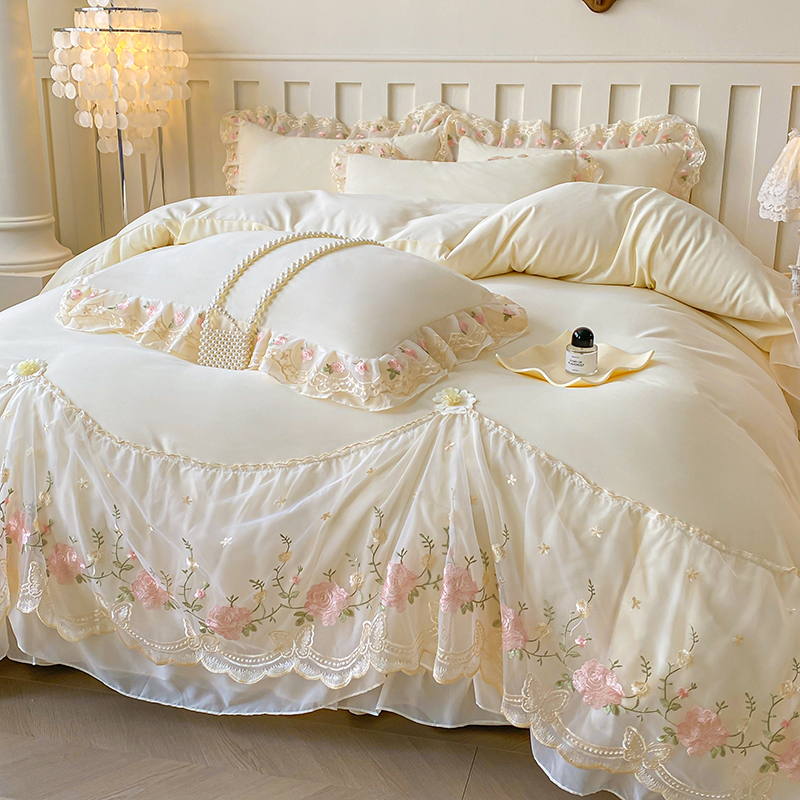 Lace Style Duvet Cover with Pi - Embroidery Quilt Cover のレビューと価格