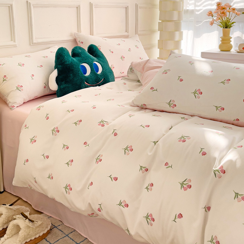 3-piece  Knitted And Washed Do - Embroidery Quilt Cover のレビューと価格