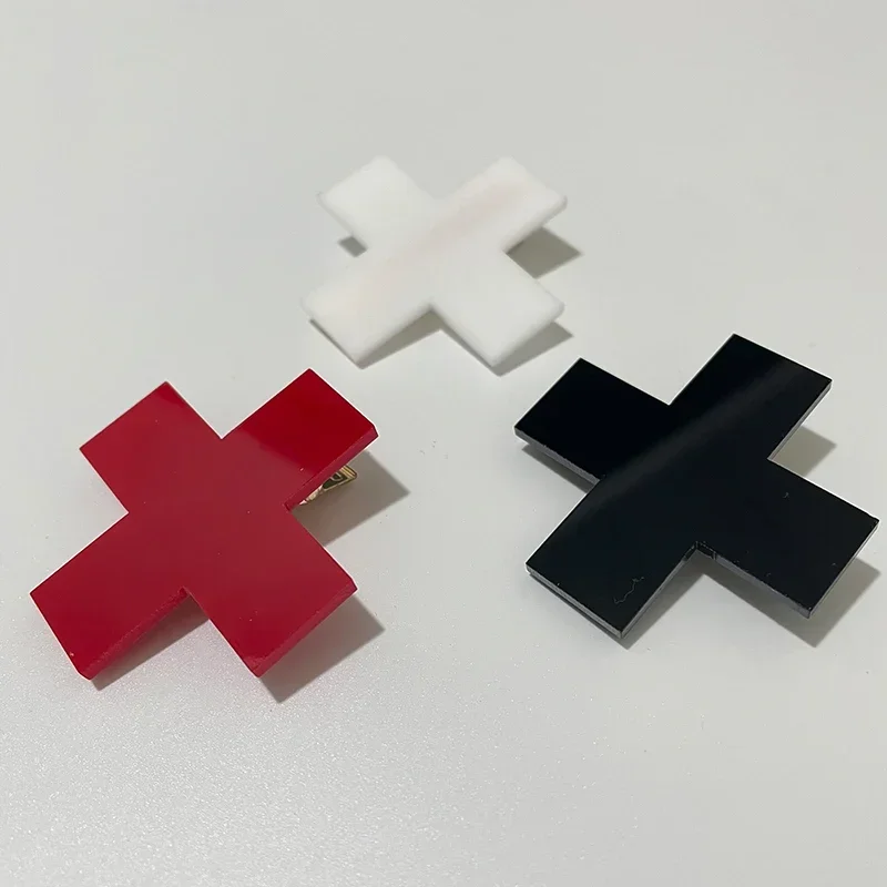 Y2K Red Cross Hair Clip Punk G - Embroidery Gothic のレビューと価格
